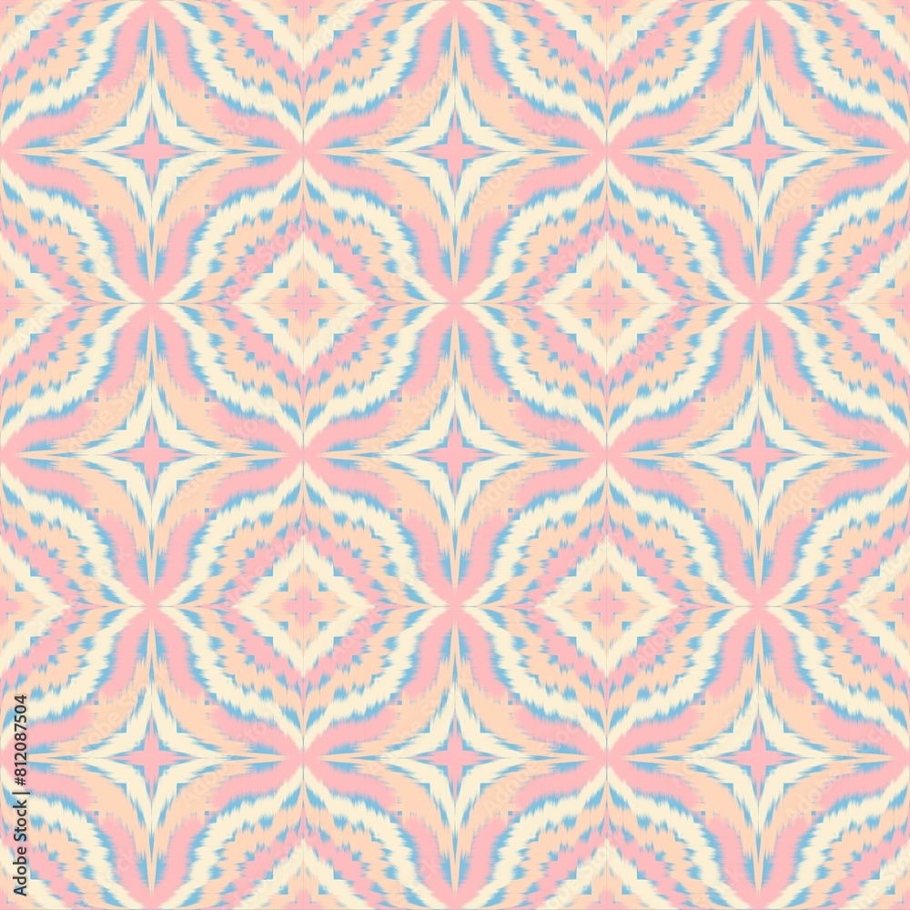 Seamless Ikat ethnic traditional Textile pattern geometric abstract folklore ornament Tribal ethnic illustration background design for print, clothing, scarf Seamless Ikat ethnic traditional Textile pattern geometric abstract folklore ornament Tribal ethnic illustration background design for print, clothing, scarf