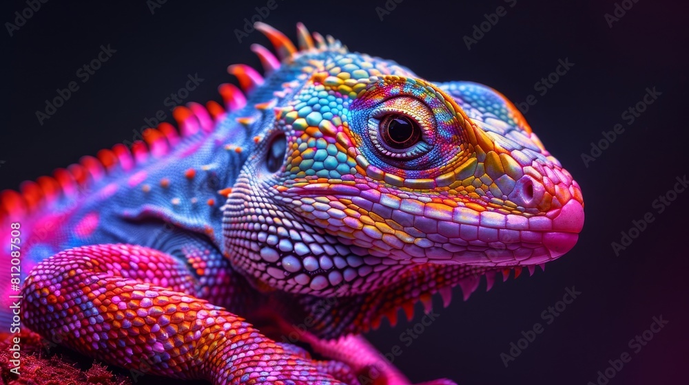 Obraz premium Neon Reptiles Lizards: Images of lizards bathed in neon light