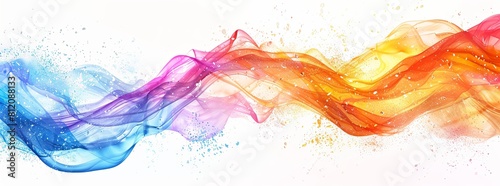 Color brushstroke paint ribbon swirl abstract splash background wave. Brushstroke color ribbon paint stroke flow shape wavy design paintbrush pen fluid rainbow element texture acrylic 3D line.