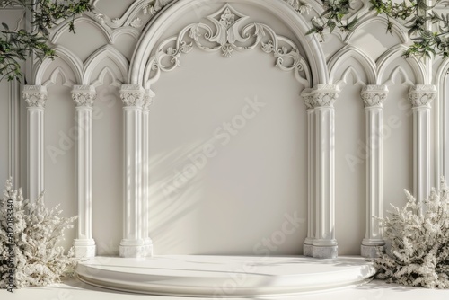 White Room With Columns and Plant Wall