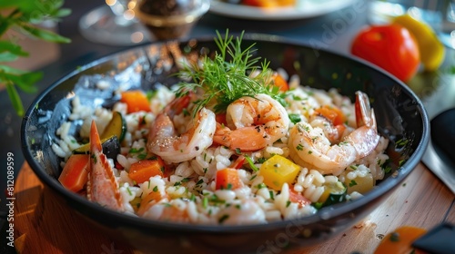 Exquisite Seafood Risotto - A Gourmet Delight for Dinner at the Restaurant photo