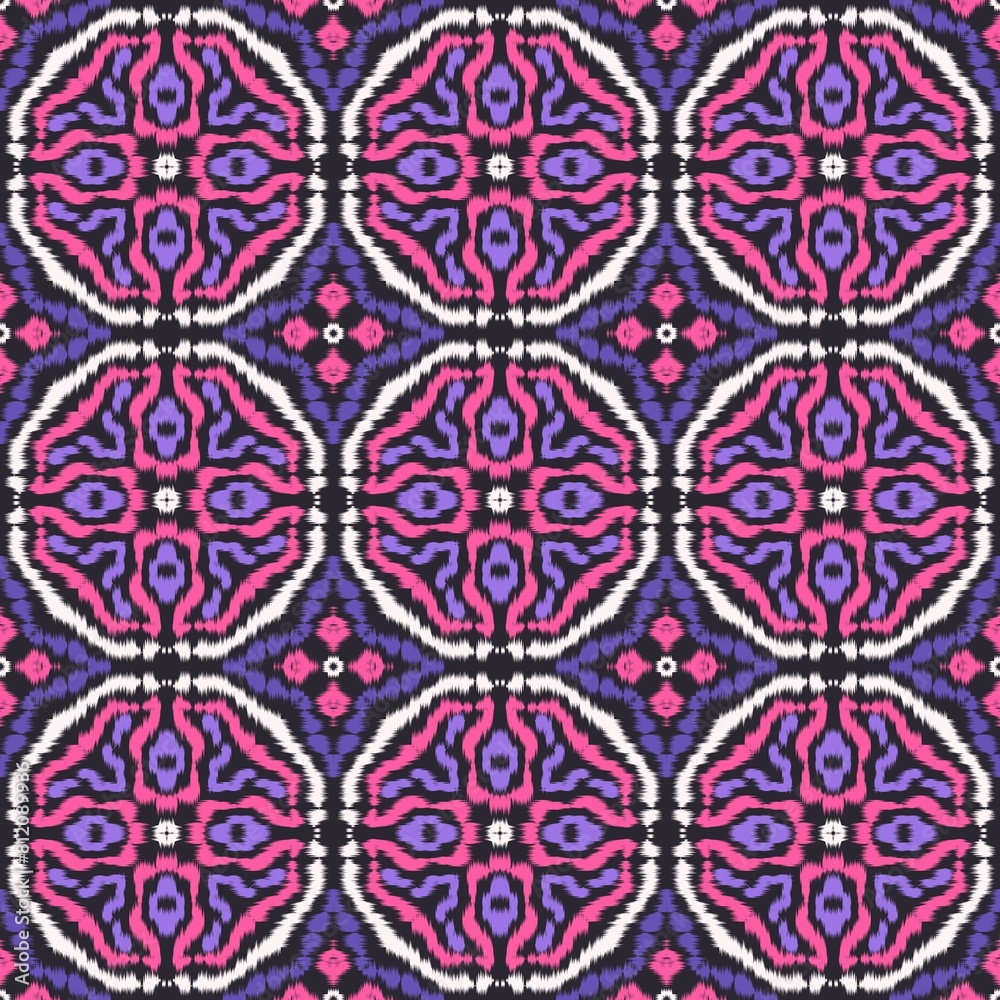 Seamless Ikat ethnic traditional Textile pattern geometric abstract folklore ornament Tribal ethnic illustration background design for print, clothing, scarf Seamless Ikat ethnic traditional Textile pattern geometric abstract folklore ornament Tribal ethnic illustration background design for print, clothing, scarf