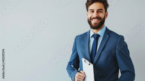 A Confident Man Holding Clipboard photo