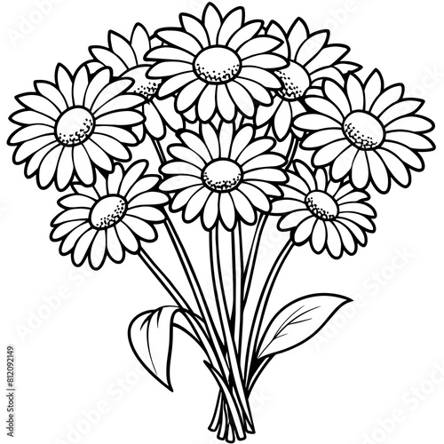 Daisy flower outline coloring book page line art drawing vector illustration for children and adults