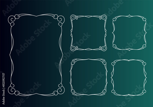 Vintage calligraphic frames, retro elegant ornamental borders and filigree floral ornaments for framed Template