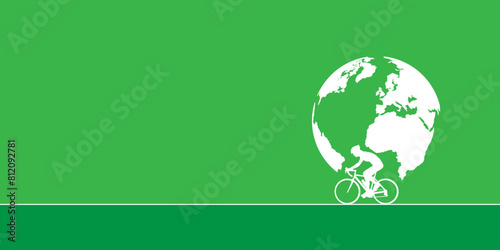 World Bicycle Day creative unique green natural environmental eco friendly concept idea design. Go green and save the environment. Riding cycle Green eco-friendly world. Green Energy, Save the Earth