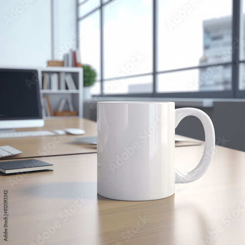 mug of coffee on a work desk