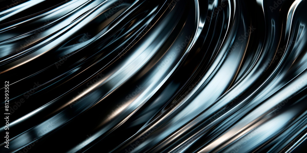 Metallic silver stripes on a black canvas, generating a sense of speed and dynamism. Metallic silver stripes on a black canvas, generating a sense of speed and dynamism.