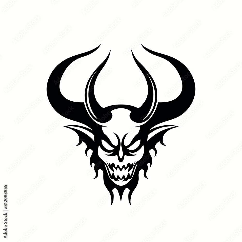 Demon head icon with horns Demon head icon with horns