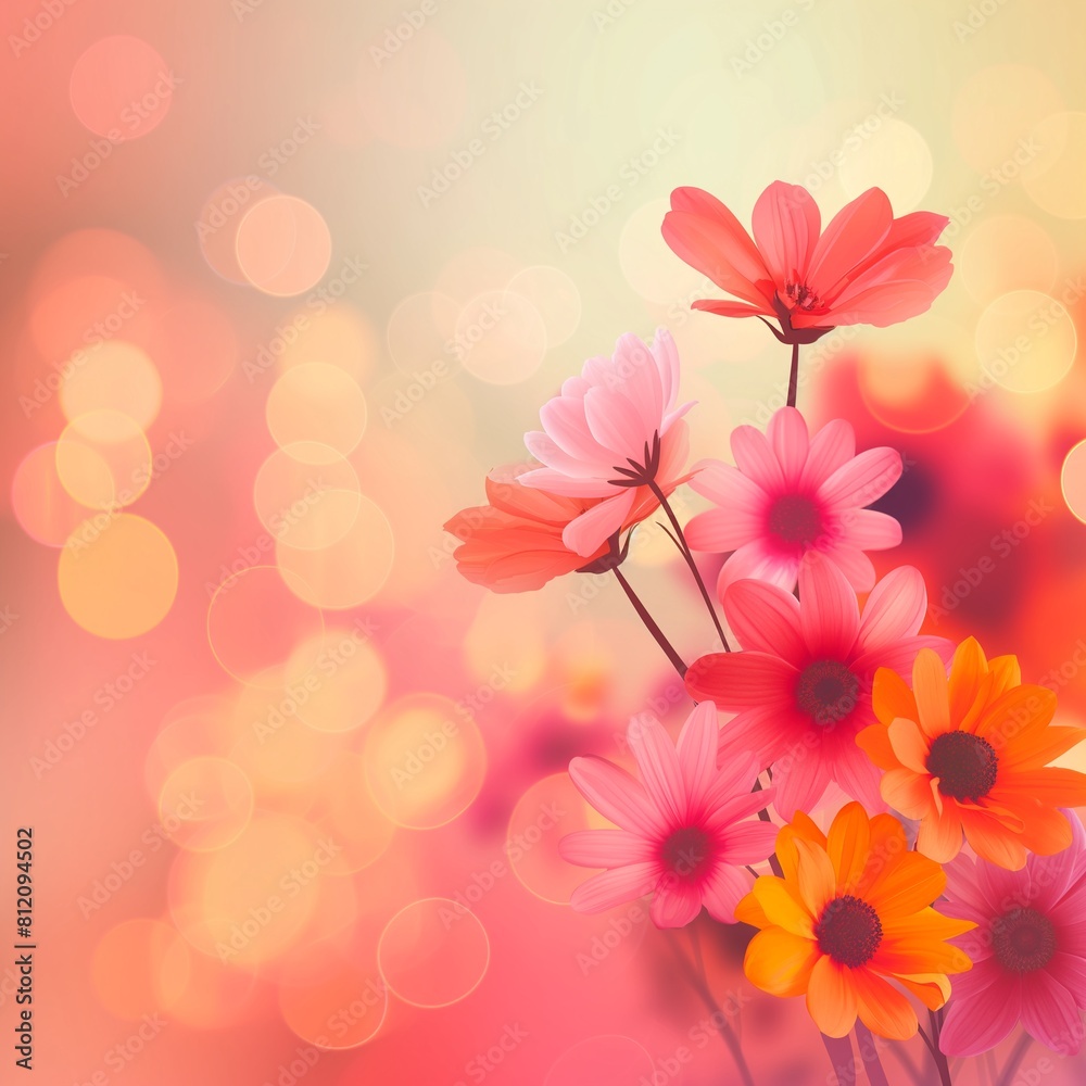 Colorful Daisies with Radiant Bokeh Effect Colorful Daisies with Radiant Bokeh Effect