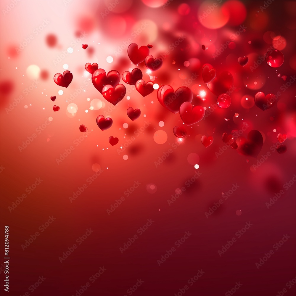 Floating Red Hearts on Romantic Gradient Background