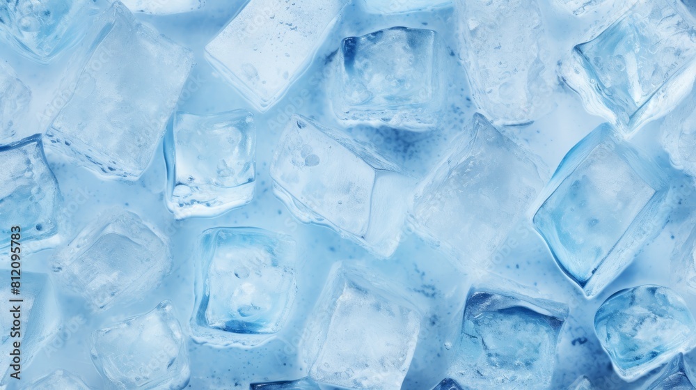 Crystal clear ice cubes as background, top view Crystal clear ice cubes as background, top view