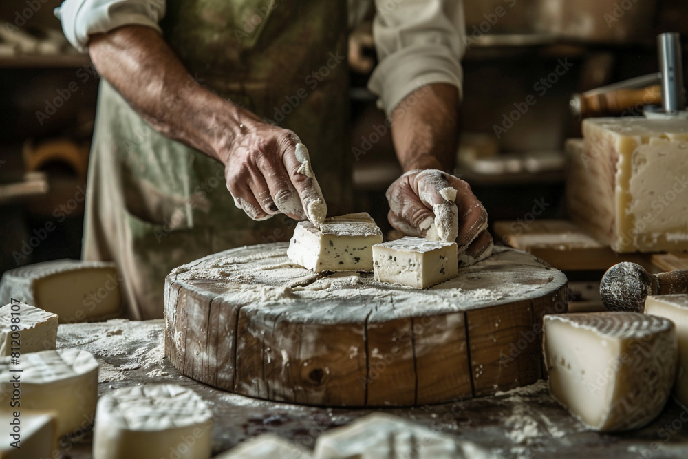 Artisanal Cheese Maker Handcrafting Fresh Cheese Artisanal Cheese Maker Handcrafting Fresh Cheese
