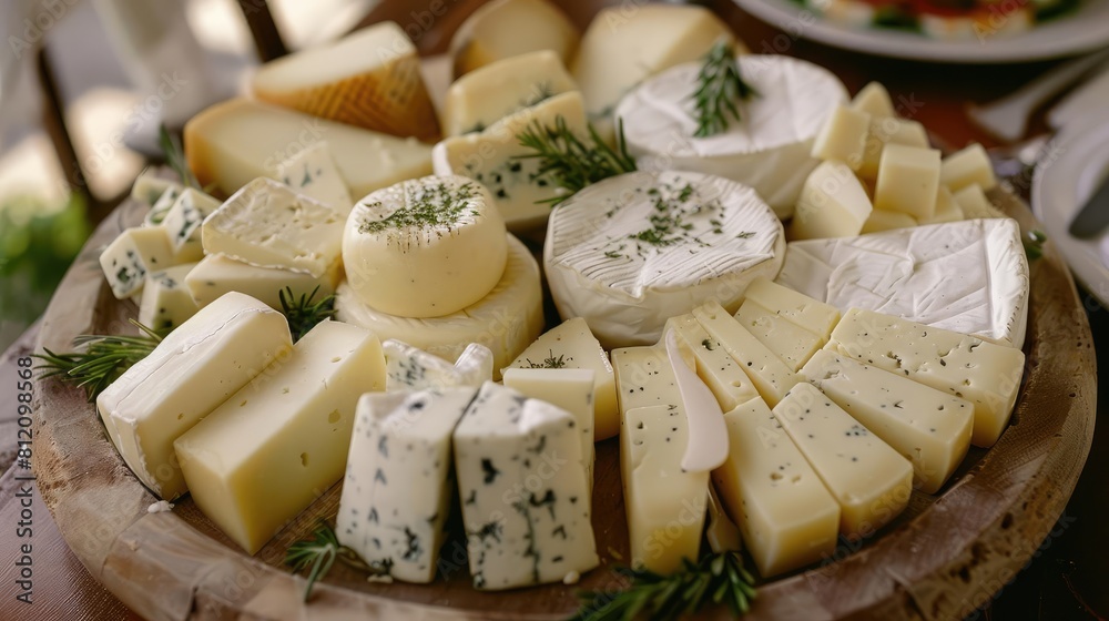 A cheese platter with various Italian cheeses like mozzarella, parmesan, and gorgonzola A cheese platter with various Italian cheeses like mozzarella, parmesan, and gorgonzola