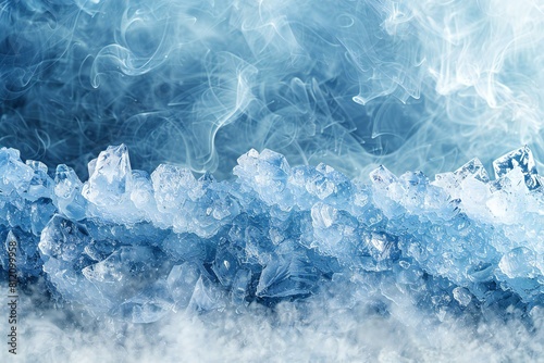 Close view of a blue, snow covered frozen surface photo