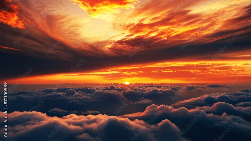 Landscape above beautiful clouds at sunset. Landscape above beautiful clouds at sunset.