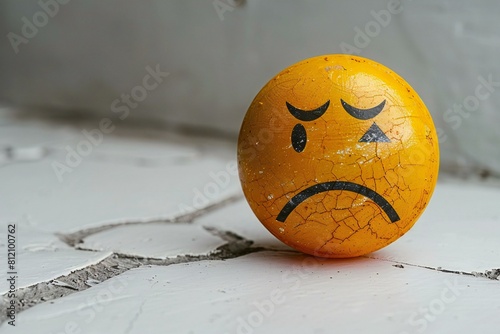 A sad emoticon icon on white background, high quality, high resolution photo