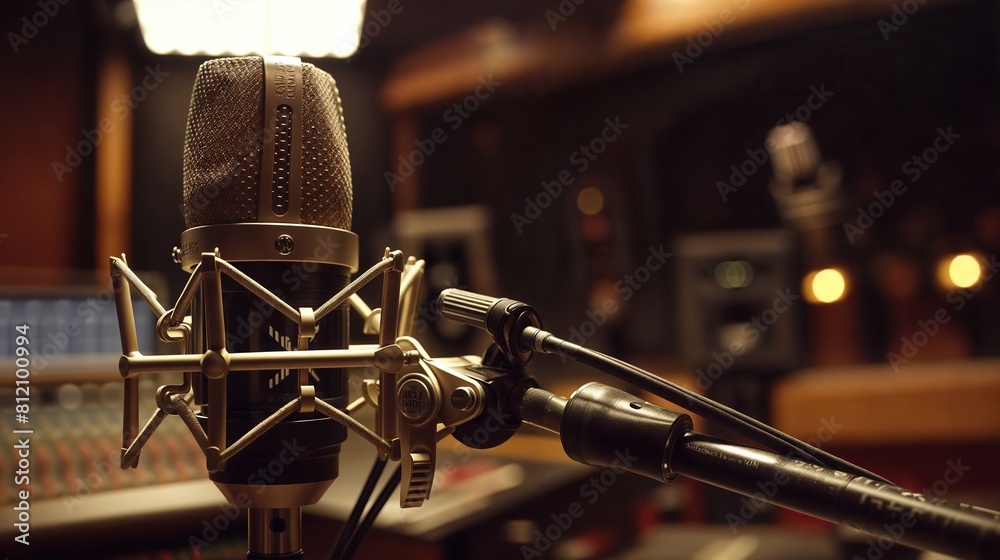 Professional microphone in a well-equipped sound studio Professional microphone in a well-equipped sound studio