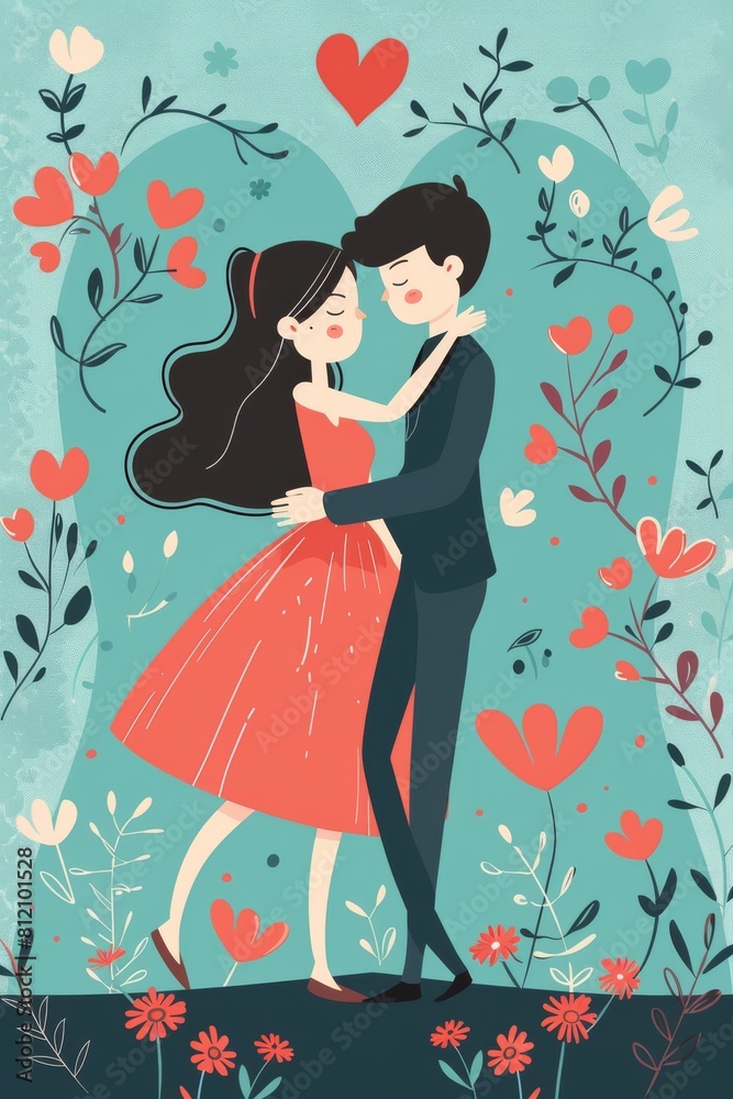 Man and Woman Hugging in Front of Blue Background Man and Woman Hugging in Front of Blue Background