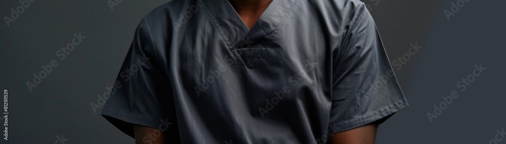Crisp image of a healthcare professional s torso in green scrubs, symbolizing care and medical expertise Crisp image of a healthcare professional s torso in green scrubs, symbolizing care and medical expertise