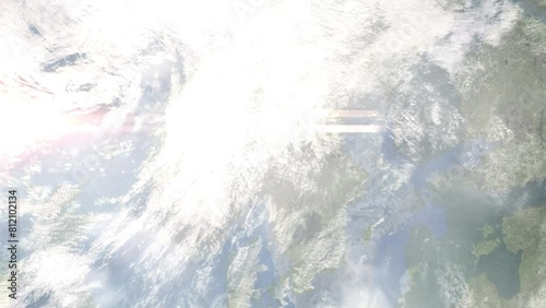 Zoom in from space and focus on Elverum, Norway. 3D Animation. Background for travel intro. Elements of this image furnished by NASA photo