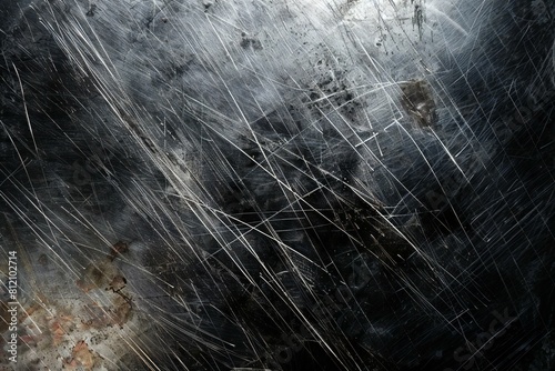 Digital artwork of metal background with black scratch texture stock photo