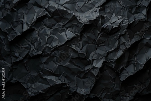 Dark black background using crumpled paper in layers