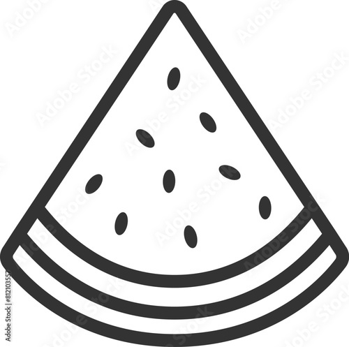 カットした、スイカのアイコン（線画）のイラスト
