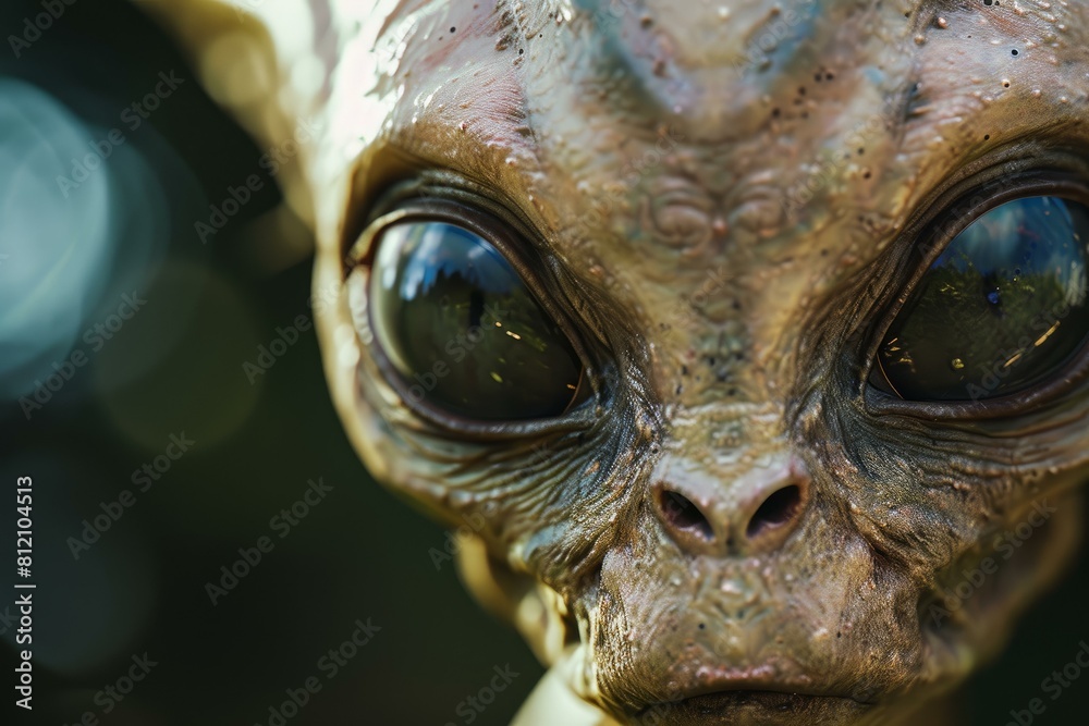 Imaginative Alien head banner. Body face ufo. Generate Ai