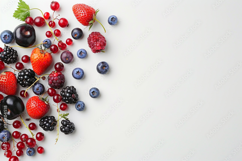 Assorted Fresh Berries on a White Background Assorted Fresh Berries on a White Background