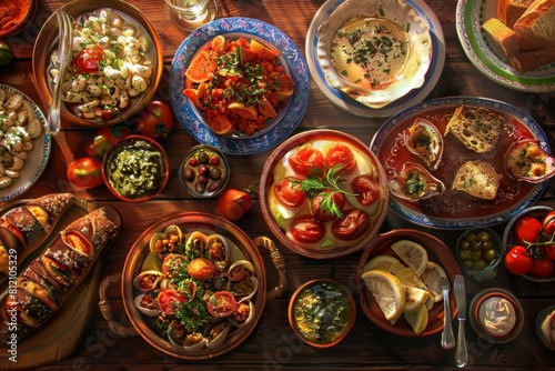 Diverse Spread of Mexican Tapas on Table