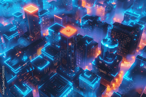 Dive into the heart of a cyberpunk city, where the glow of neon signs illuminates the architectural marvels of a futuristic urban escape. AI Generated.