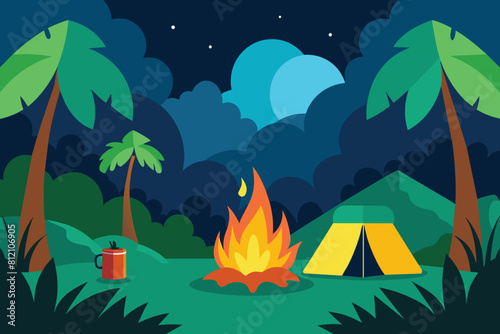 Camping In The Jungle Illustration design