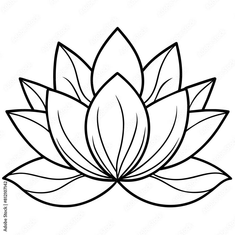Lotus flower outline coloring book page line art drawing vector illustration for children and adults