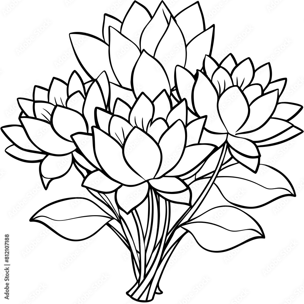 Lotus flower outline coloring book page line art drawing vector illustration for children and adults Lotus flower outline coloring book page line art drawing vector illustration for children and adults