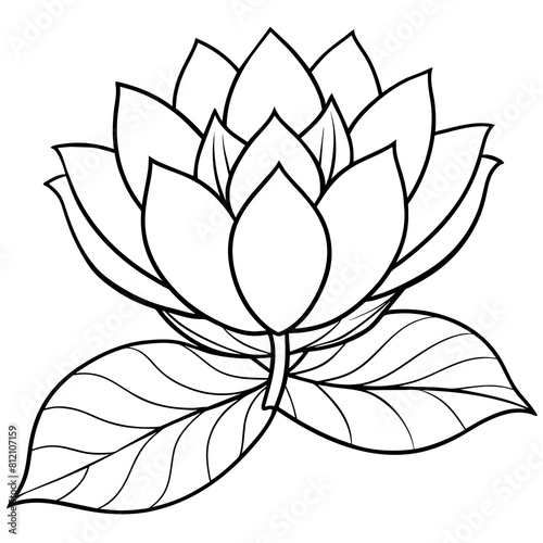 Lotus flower outline coloring book page line art drawing vector illustration for children and adults