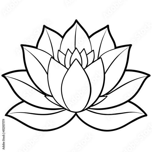 Lotus flower outline coloring book page line art drawing vector illustration for children and adults