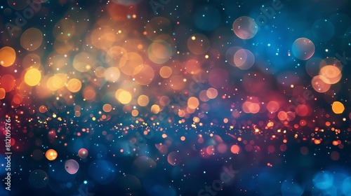 dazzling abstract colorful blurred bokeh background with ample copy space featuring glittering multicolored light spots on a rich navy blue backdrop high resolution 4k wallpaper