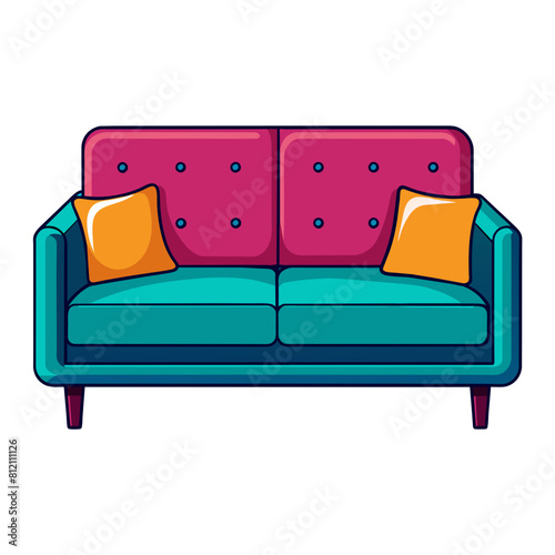 red sofa isolated on white