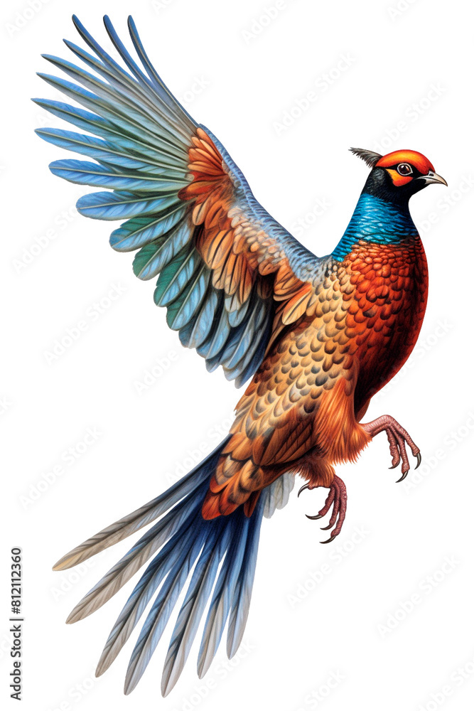 Fototapeta premium Pheasant Image for Stickers, T-Shirt Print, Cap, Mug, Slippers, Mousepad, with Transparent Background PNG