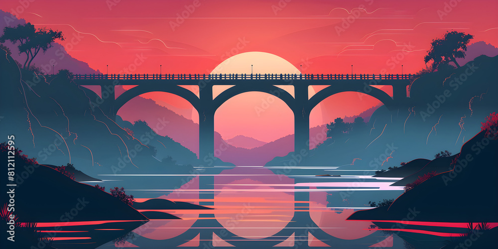 Fototapeta premium Sunset over Bridge