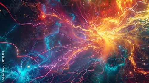 Artistic rendering of electric impulses traveling through neural pathways in the brain, visualizing thought processes