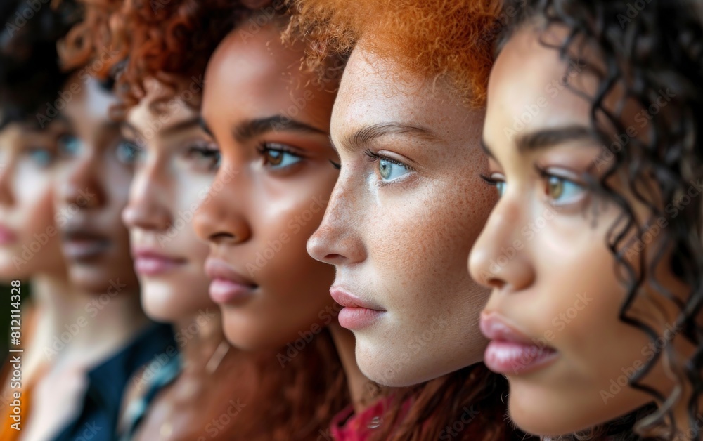 A group of women with different hair colors and styles. Concept of diversity and unity among the women A group of women with different hair colors and styles. Concept of diversity and unity among the women