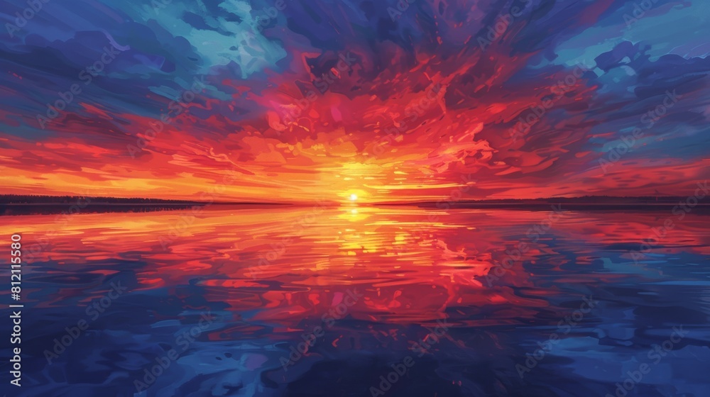 Stunning Sunset Reflections On A Calm Lake Stunning Sunset Reflections On A Calm Lake