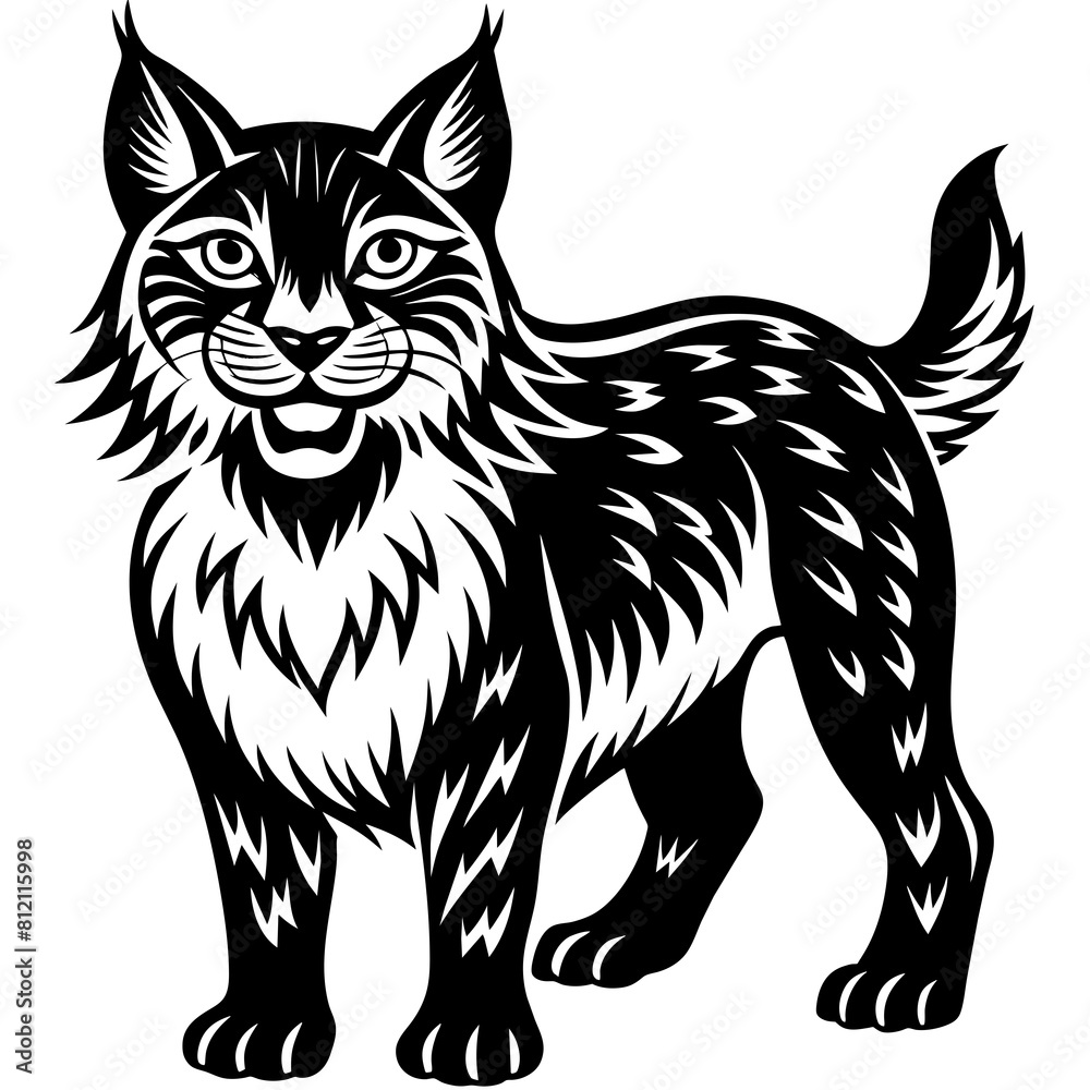 a-happy-lynx-silhouette-vector-style-on-white-back a-happy-lynx-silhouette-vector-style-on-white-back