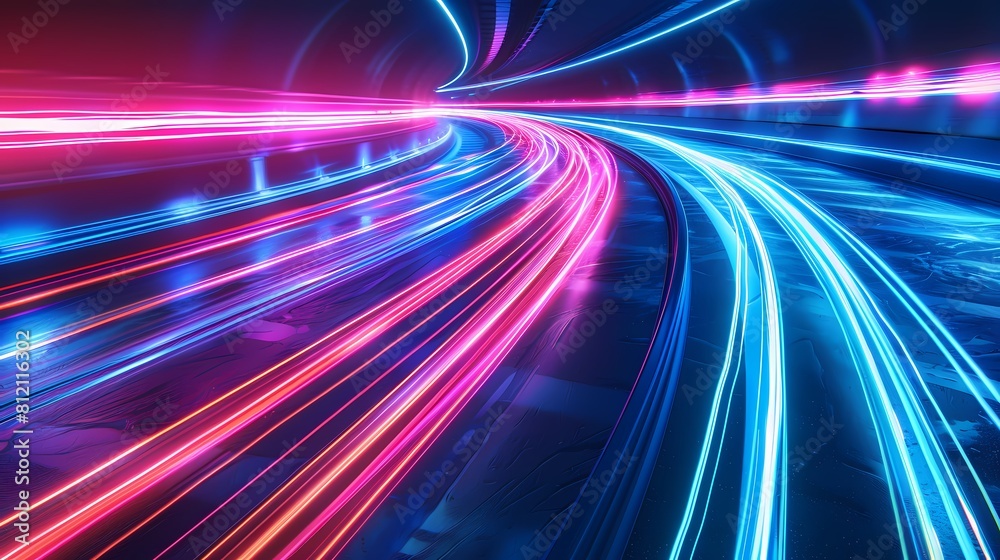 Neon streaks on a highway capturing the pulse of a city at night Neon streaks on a highway capturing the pulse of a city at night
