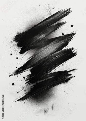 Black abstract oil painting on white background. photo