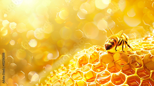 fresh sweet honeycomb, closeup. selective focus. shallow depth of field. © Vahagn