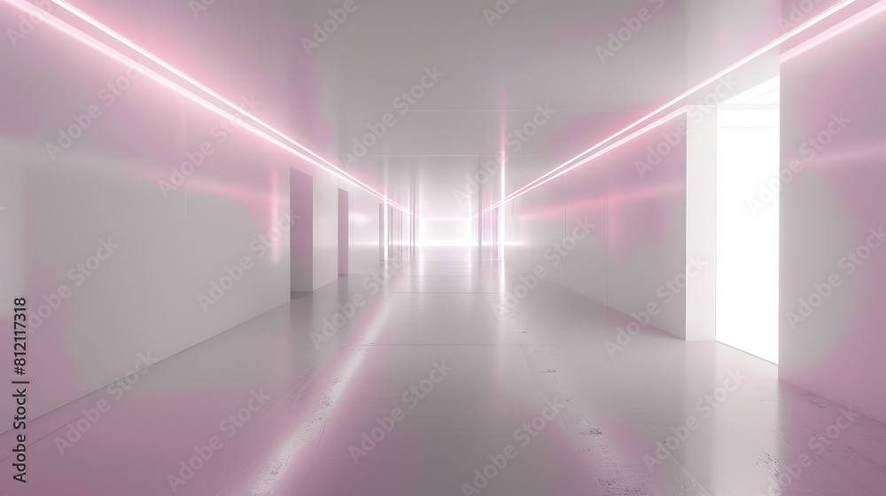 White empty room with neon light. Modern room White empty room with neon light. Modern room