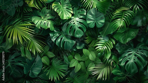 lush green tropical leaves background, suitable for use as background image